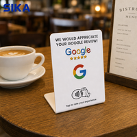 Carte de commentaires Google SIKA 12 cm en PVC acrylique, autocollant de table à détection inductive, étanche, compatible NFC, pour hôtels et restaurants