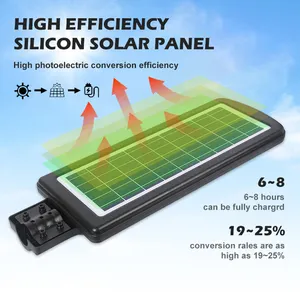 Lâmpada de estrada com sensor de painel solar IP65 à prova d'água 50w 100w 150w 200w 250w 300w LED tudo em uma luz de rua solar