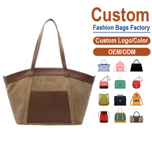 Bolso Tote de Gamuza con Detalles en Color Caqui Marrón, Retro, Premium, Gran Capacidad, Bolso de Hombro para Trabajo, Personalización OEM - Product Image 2