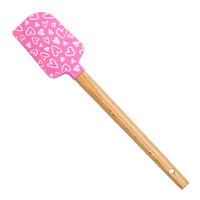 Spatule en silicone de qualité alimentaire à motif de la Saint-Valentin, grattoir à manche en bois, ustensiles de cuisine antiadhésifs, gadgets de cuisson et de mélange