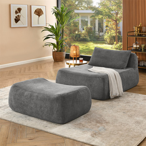 Fauteuil pouf géant d'intérieur, lit paresseux individuel avec coussin lombaire et repose-pieds ottoman pour chambre à coucher - Vente en gros - Product Image 1