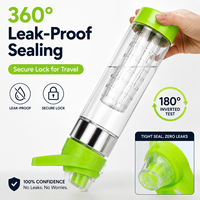 Bouteille d'eau de 700 ml sans BPA en Tritan, écologique, légère, anti-fuite, compatible lave-vaisselle, avec infuseur infroissable intégré pour boire directement les fruits infusés