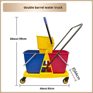 Carro de limpieza de plástico de fábrica, carrito de doble cubo> 30L de capacidad, prensa lateral ecológica para limpieza de pisos, Hotel, <span class=keywords><strong>restaurante</strong></span> - Product Image 5
