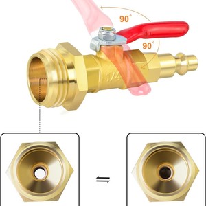 Nissin Brass Water Valve 1/4 In Female Thread For RV Camping Garden Hose Connection With Red Handle And O-Rings - Product Image 3