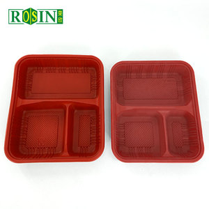 Dùng Một Lần Lò Vi Sóng Hot Bán <span class=keywords><strong>PP</strong></span> 3 Ngăn Takeaway Đỏ Thức Ăn Nhanh Container Bữa Ăn Prep Ăn Trưa Bento <span class=keywords><strong>Box</strong></span> Với Nắp - Product Image 1
