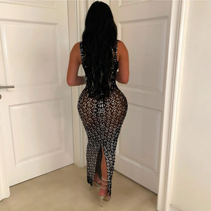 Abito da sera con strass fantasia di alta qualità abito da Club con diamanti di cristallo scintillante <span class=keywords><strong>abbigliamento</strong></span> da <span class=keywords><strong>donna</strong></span> di lusso Sexy - Product Image 5