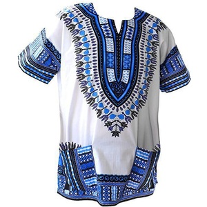 Vêtements traditionnels ethniques africains Ankara <span class=keywords><strong>Chemise</strong></span> dashiki numérique à col en V en tissu tricoté - Product Image 1
