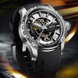 Bonest Gatti Men <b>Automatic</b> Mechanical <b>Chronograph</b> Racing Steering Wheel Design Watch Waterproof 30m Rubber Band Luminous BG4005 - Product Image 2