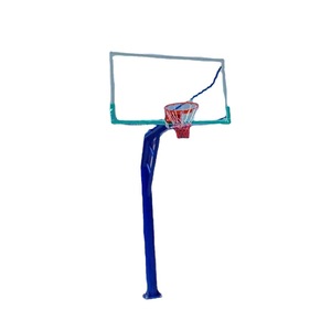 Canasta de Baloncesto para Exteriores de 3.05m con Tablero de Vidrio Templado, Fija en el Suelo, de Hierro Fundido, Equipo para Cancha Azul - Product Image 5