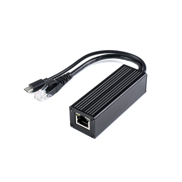 Industrial Gigabit PoE Splitter, Metal Case Protection, 5V 2.5A Type-C Out