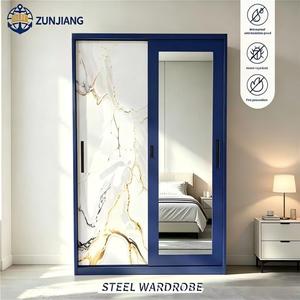 <span class=keywords><strong>Armario</strong></span> Metálico Simple <span class=keywords><strong>con</strong></span> Diseño Impreso para Dormitorio, <span class=keywords><strong>Armario</strong></span> de Acero <span class=keywords><strong>con</strong></span> 2 <span class=keywords><strong>Puertas</strong></span> Corredizas - Product Image 3