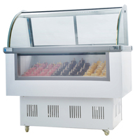 Congélateur commercial multi-climats à plateau plat pour crème glacée, vitrine de présentation, dégivrage automatique, roues, porte coulissante vitrée, congélation profonde