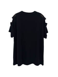 T-shirt décontracté vintage à manches courtes pour <span class=keywords><strong>femme</strong></span>, nouveau style été, en coton 210g, noir, imprimé trois chats, avec décoration en strass - Product Image 2