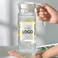 En Gros Service Carafe à Eau en Verre Cristal de Haute Qualité à 6 Tasses Nouveau Design avec Couvercle en Liège pour Servir le Café et le Thé