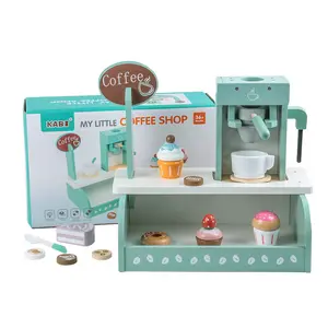 TS New version Children simulate coffee machine dessert afternoon tea shop role play shop selling wooden toys
