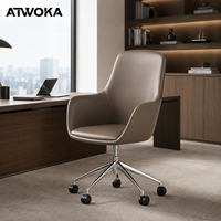 Chaise de Direction en Cuir ATWOKA à Dossier Moyen - Siège Professionnel de Direction avec Durabilité de Qualité Commerciale pour Espace de Travail de Bureau