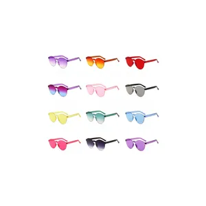 One Piece Lens Sun Glasses Women Transparent Plastic Glasses Men Style Rimless Square cheap sunglasses 8910
