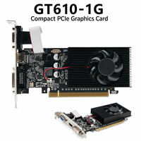 Nueva tarjeta gráfica de perfil bajo GT610 1GB DDR3 de 64 bits con ventilador de refrigeración/salida DVI/VGA para PC de escritorio