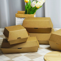 Boîte à emporter en papier ondulé kraft brun Papier pour hamburger frites Boîte à hamburger d'emballage fast-food