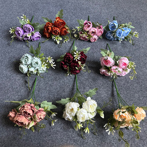 Filippo - Mini bouquet de pivoines à 5 têtes, style coréen, petites fleurs en soie, décoration de mariage, bouquet de roses artificielles - Product Image 2