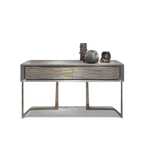 Luxury modern stainless steel base wood frame agent console table living room furniture