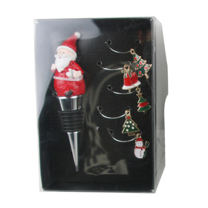 Christmas Wine <b>Stopper</b> Kit With 5 <b>Bottle</b> Rings Metal <b>Bottle</b> <b>Stopper</b> For Holiday Party Decoration Set - Product Image 2