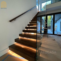 Alucasa Escaliers droits Escalier en verre en bois Design moderne Maison pour escalier intérieur flottant en acier