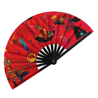 Éventails pliants classiques en bambou, durables et de grande taille, personnalisables pour événements, danse, fleurs, anges, promotionnels, vente en gros