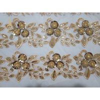 Nouvelles perles de paillettes dorées 3d fleur broderie or dentelle coupe broderie pour la fête de mariage