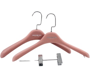 Hồng đổ Xô nhung áo móc kim loại Clip sắt quần áo Organizer treo tường ABS PP nhựa cho tủ quần áo phòng khách khô - Product Image 1