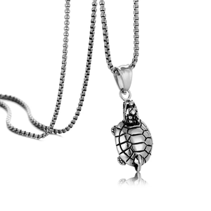 Collier pendentif tortue animal coulé vintage Collier acier titane Bijoux mode Collier unisexe acier inoxydable - Product Image 5