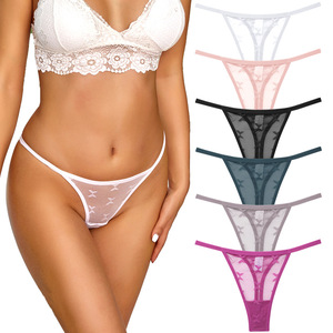 Vente d'usine, string sexy transparent pour femmes, broderie papillon, taille basse, string respirant, culotte en dentelle pour femmes - Product Image 1