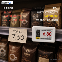 Étiquette de rayon électronique COMPAX 2,13 pouces ESL, étiquette de prix numérique à distance pour le café, l'épicerie, la vente au détail, étiquette sans papier