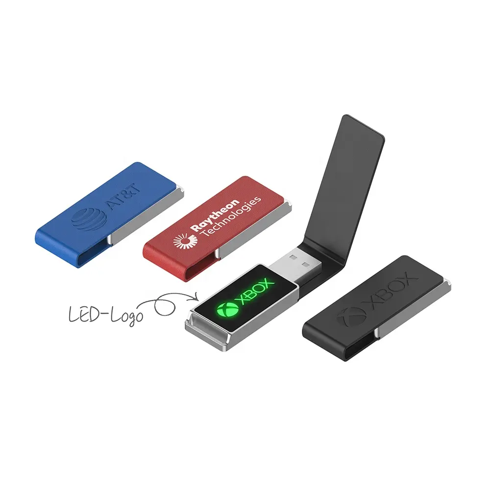 Memoria USB 2,0 3,0 con logotipo led personalizado, pendrive pequeño de cuero, 8GB, 16GB, 32GB, regalo