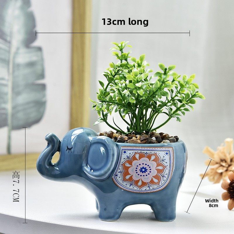 Elephant dark blue flowerpot (without plants)