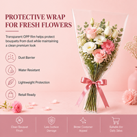 Kantong Bunga Tahan Air Cetak Gravure Grosir, Selongsong Bunga BOPP Trapesium untuk Florist Pernikahan