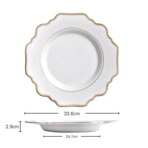 chargeur en céramique de porcelaine de <span class=keywords><strong>jante</strong></span> blanche et or en forme de coin de dent de haute qualité en gros pour le mariage - Product Image 6
