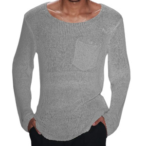 Suéter de Punto para Hombre, Manga Larga, Color Sólido, Diseño con Bolsillos, Ropa Casual Juvenil, Tallas M, L, XL, XXL, XXXL - Product Image 2