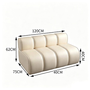 Set di Tavoli e Divanetti in Stile Moderno Crema per Ristoranti, con Cuscini in Pelle per Caffè e Bistrot - Product Image 6