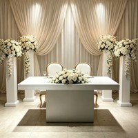 Table de mariage rectangulaire blanche en PVC acrylique, table de banquets, table des mariés, table de réception d'hôtel, table d'affichage pour l'inscription des invités