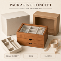 Boîte de rangement pour bijoux en bois, pour la présentation et l'emballage de bijoux, marque Hosenton, solution de présentation de bijoux en gros
