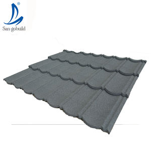 Draps de toit <span class=keywords><strong>en</strong></span> métal revêtu de pierre décorative, plante classique, approvisionnement de plaques, <span class=keywords><strong>en</strong></span> aluminium-zinc, noir ondulé - Product Image 3