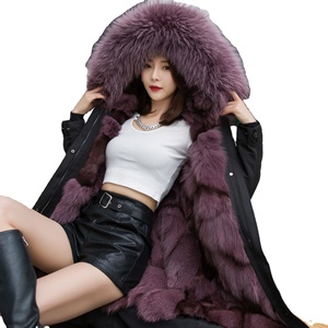 Moderno adulto donne del rivestimento della pelliccia di volpe della pelliccia parka pelliccia di procione assetto cappotto - Product Image 3