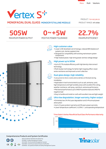 Trina Vertex 475W-505W Panel solar de media celda bifacial de alta eficiencia Tecnología PERC de vidrio dual Certificado Topcon TUV Tipo N - Product Image 2