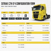 Camion tracteur diesel SITRAK C7H 4x2 440HP d'occasion pour les opérations d'approvisionnement minier et les remorques lourdes SITRAK CH7 6*4 /4*2