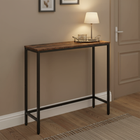Console d'entrée moderne en panneaux de bois étroits avec coins métalliques, design personnalisable pour l'ameublement domestique