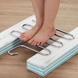 Porte-pantalons de rangement en forme de S en acier inoxydable, <span class=keywords><strong>cintre</strong></span> magique multicouche, pantalons antidérapants, suspendus, pinces à pantalons sans couture - Product Image 5