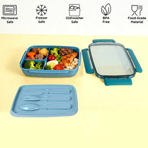 ชุดกล่องบรรจุอาหาร3ส่วนสำหรับผู้หญิงผู้ใหญ่กล่องพลาสติกสำหรับซื้อกลับบ้านเข้าไมโครเวฟได้ - Product Image 2