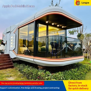 Casa Mobile in Acciaio a Forma di Capsula Spaziale per Aree Turistiche e Campeggi, Design a Silo di Mela con Supporti per Uscite - Product Image 2