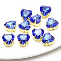 8/10/12mm cristal de verre K9 en forme de coeur avec griffe d'or coudre sur strass pour robe de mariée vêtements chaussures sacs